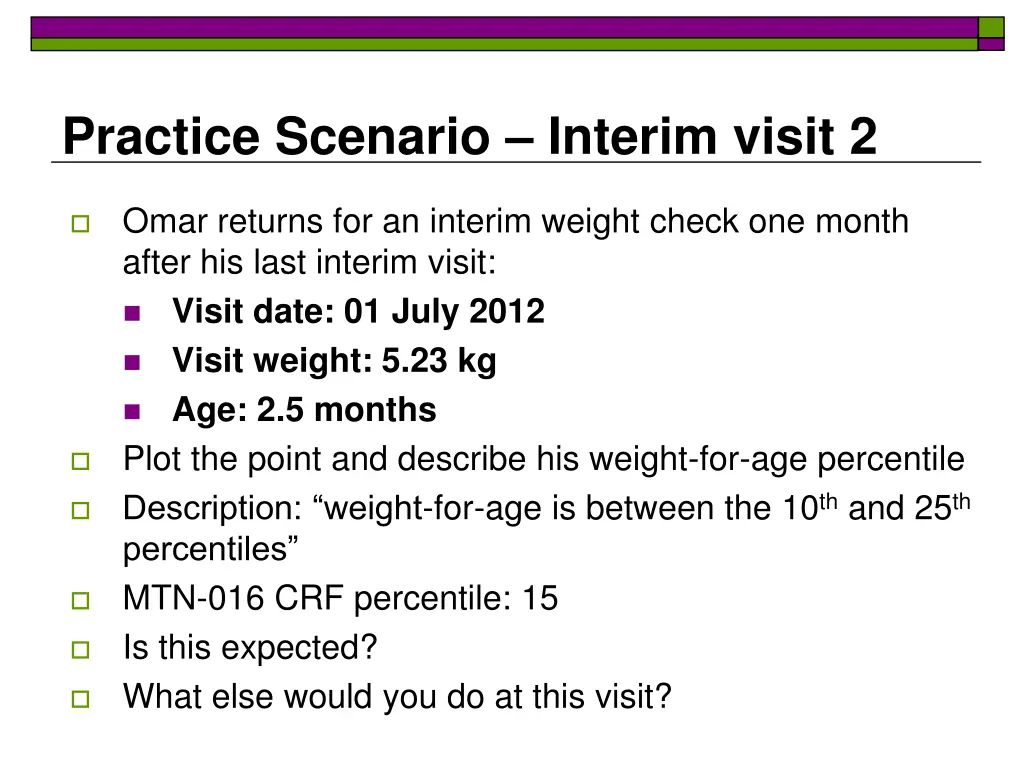 practice scenario interim visit 2