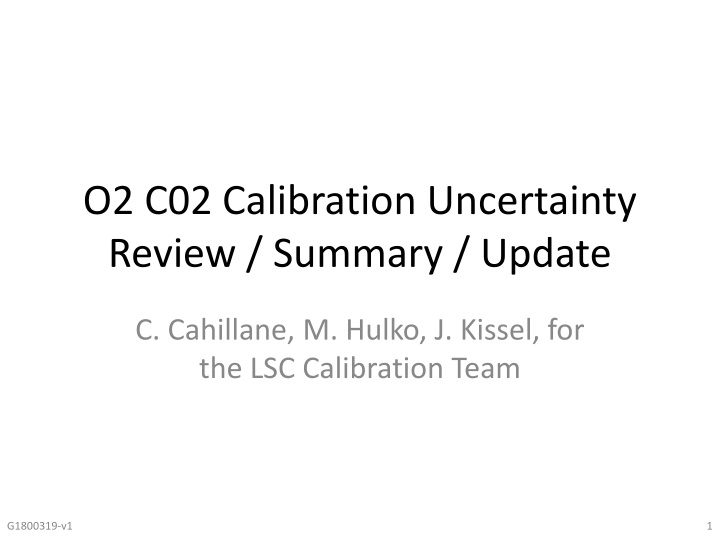 o2 c02 calibration uncertainty review summary