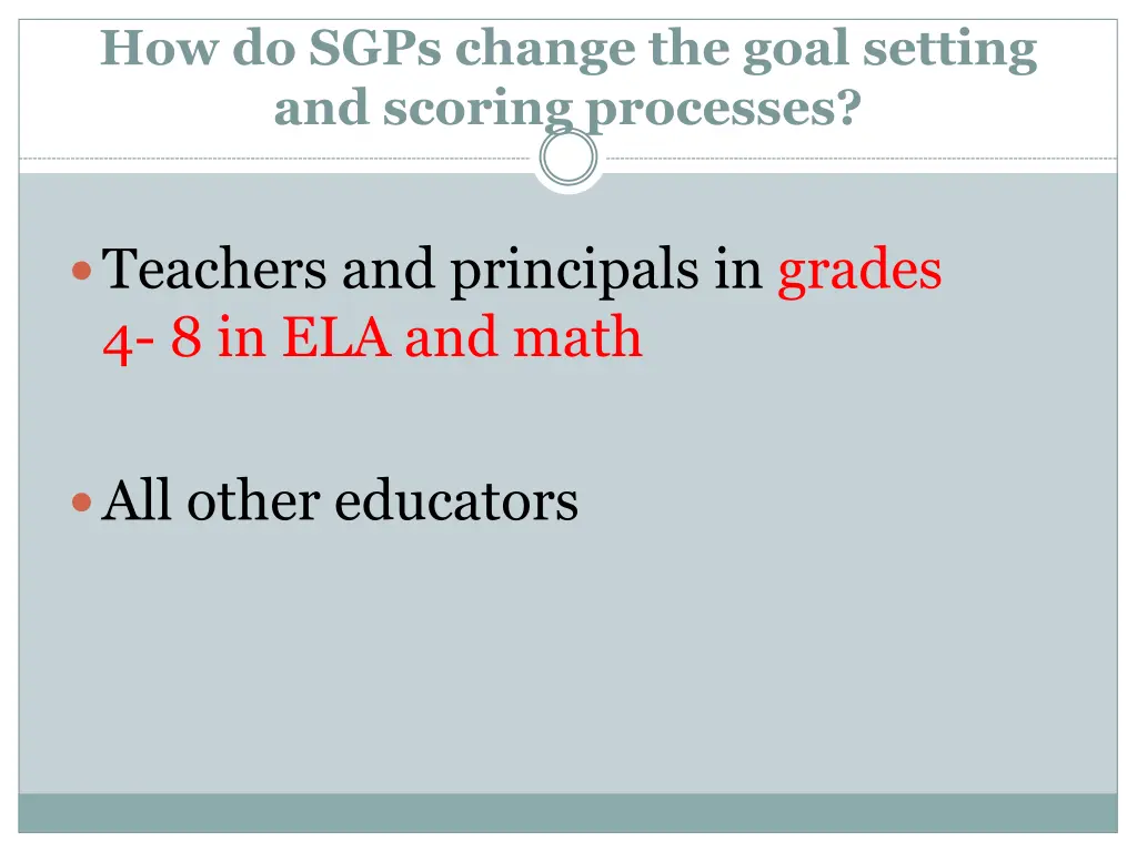 how do sgps change the goal setting and scoring