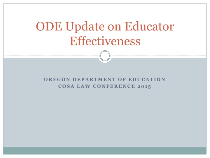 ode update on educator effectiveness