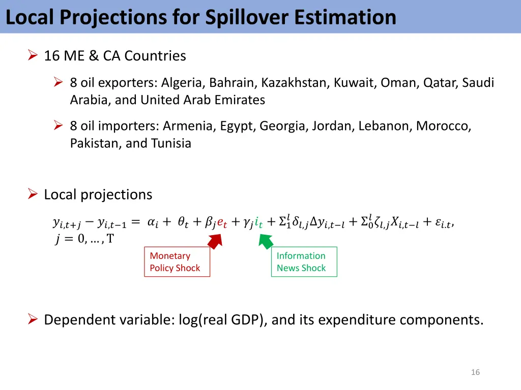 local projections for spillover estimation