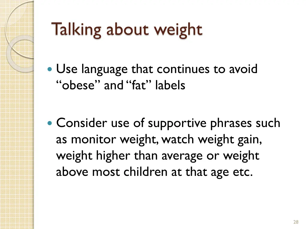 talking about weight