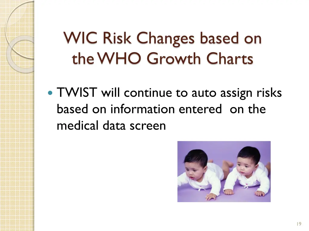 wic risk changes based on the who growth charts