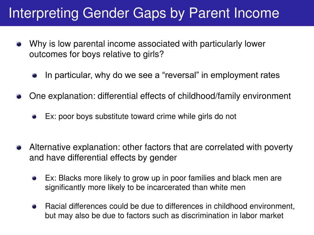 interpreting gender gaps by parent income