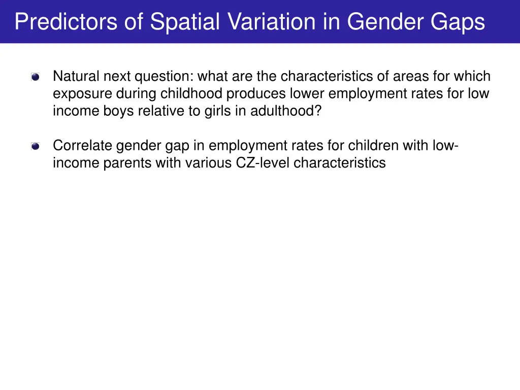 predictors of spatial variation in gender gaps