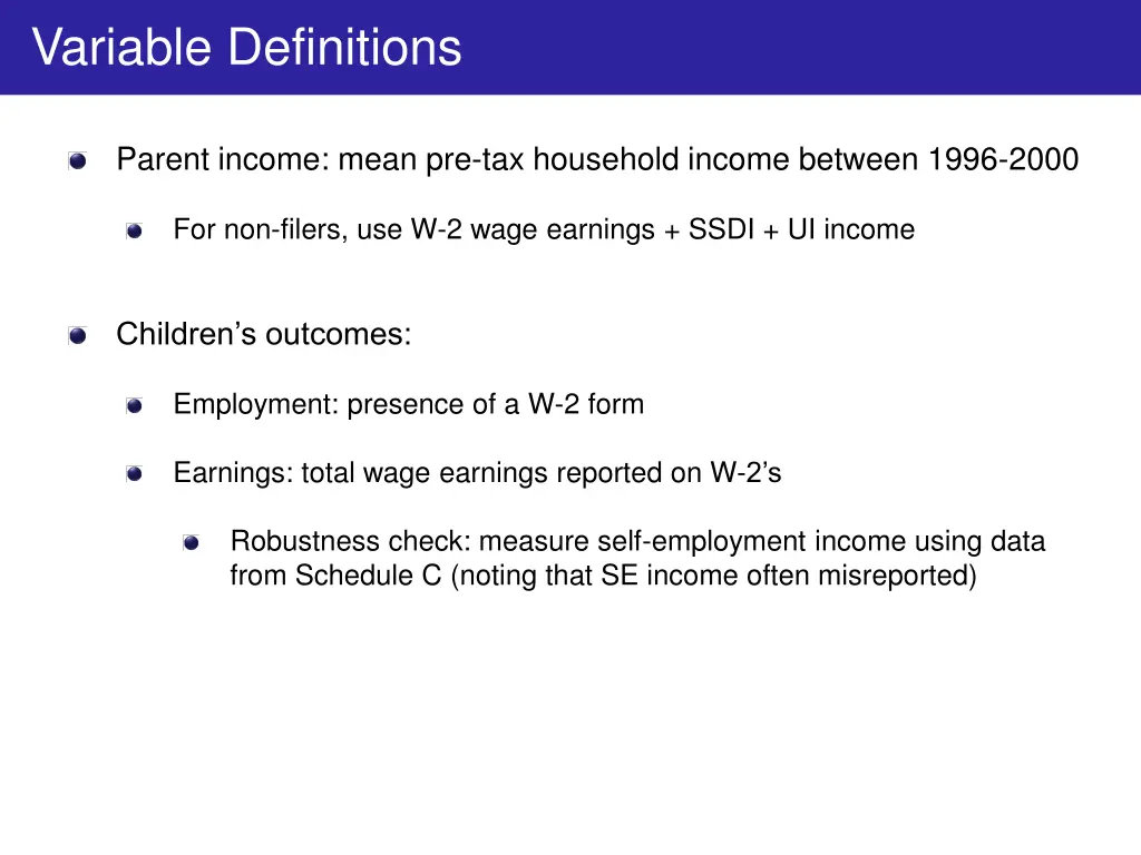 variable definitions