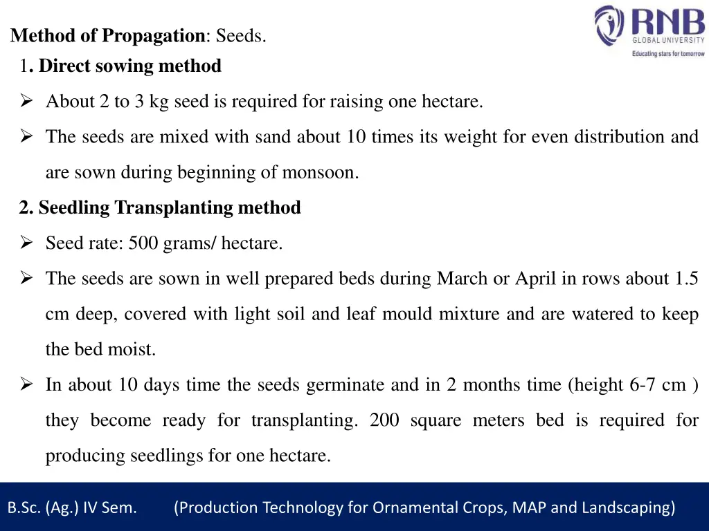 method of propagation seeds 1 direct sowing method