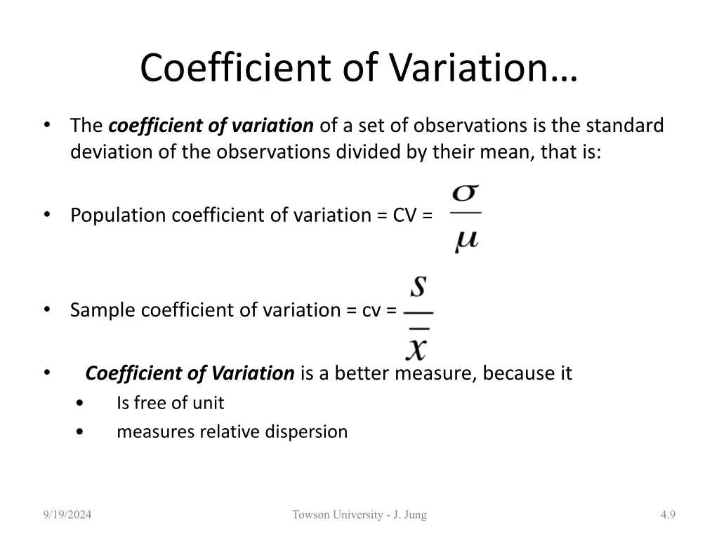 coefficient of variation