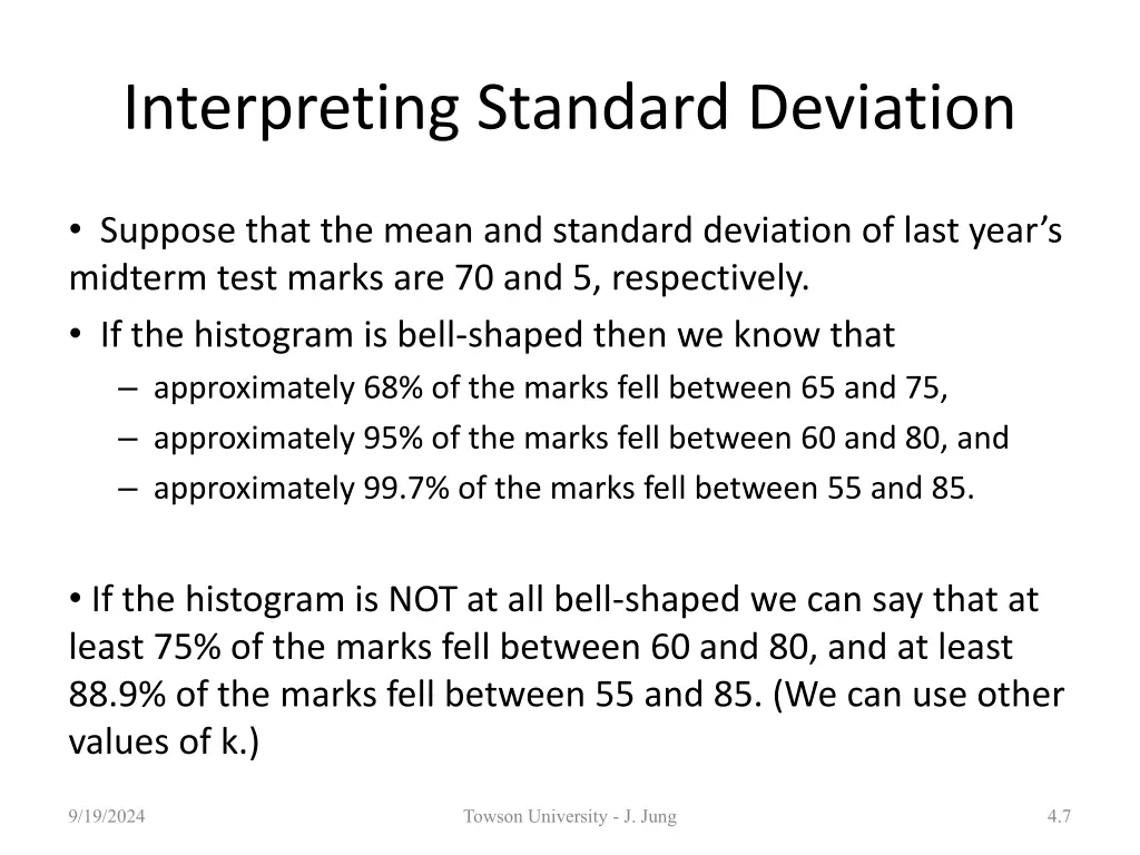 interpreting standard deviation 1