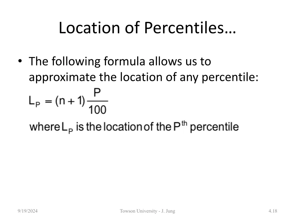 location of percentiles