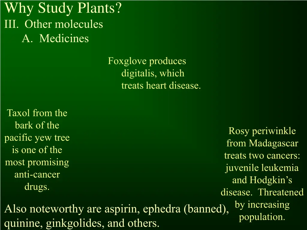 why study plants iii other molecules a medicines