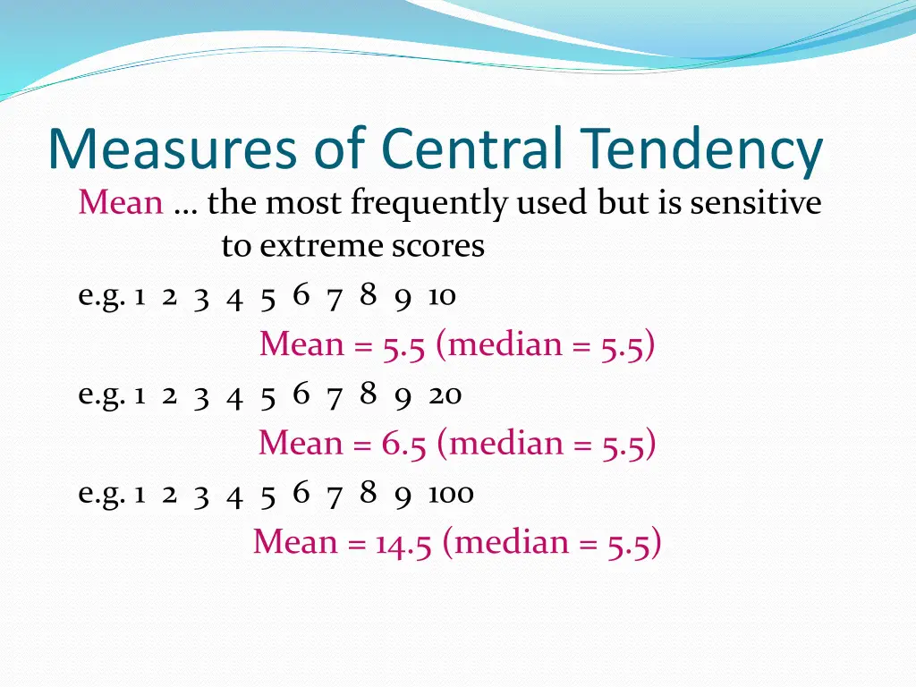 measures of central tendency mean the most