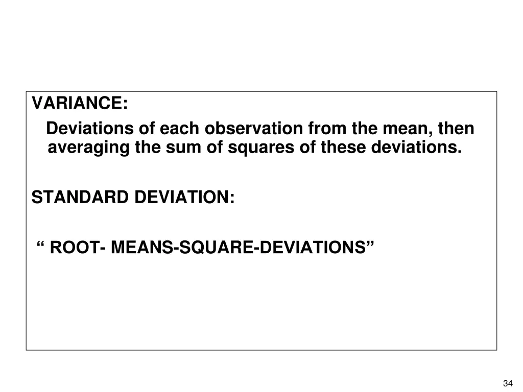 variance deviations of each observation from