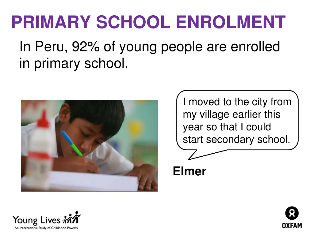 primary school enrolment in peru 92 of young