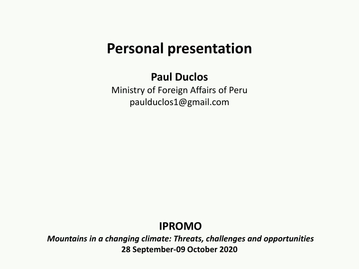 personal presentation