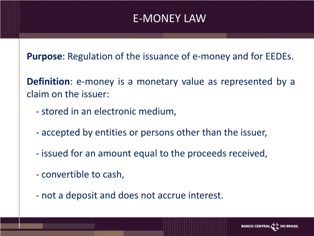 e money law