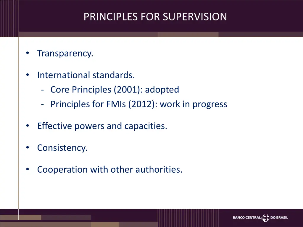 principles for supervision