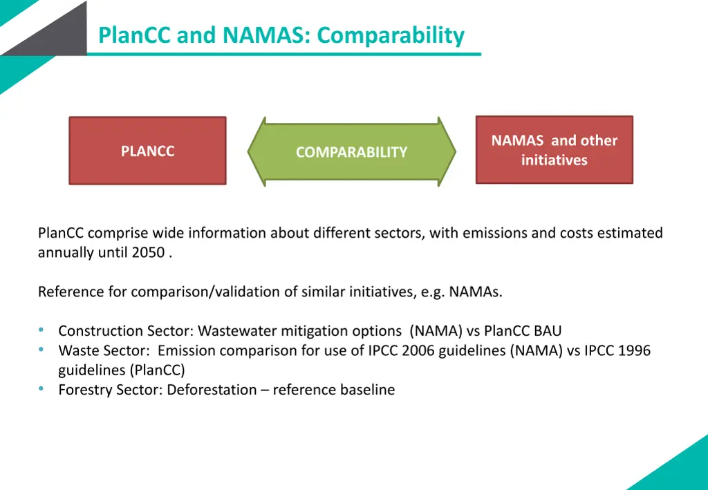 plancc and namas comparability