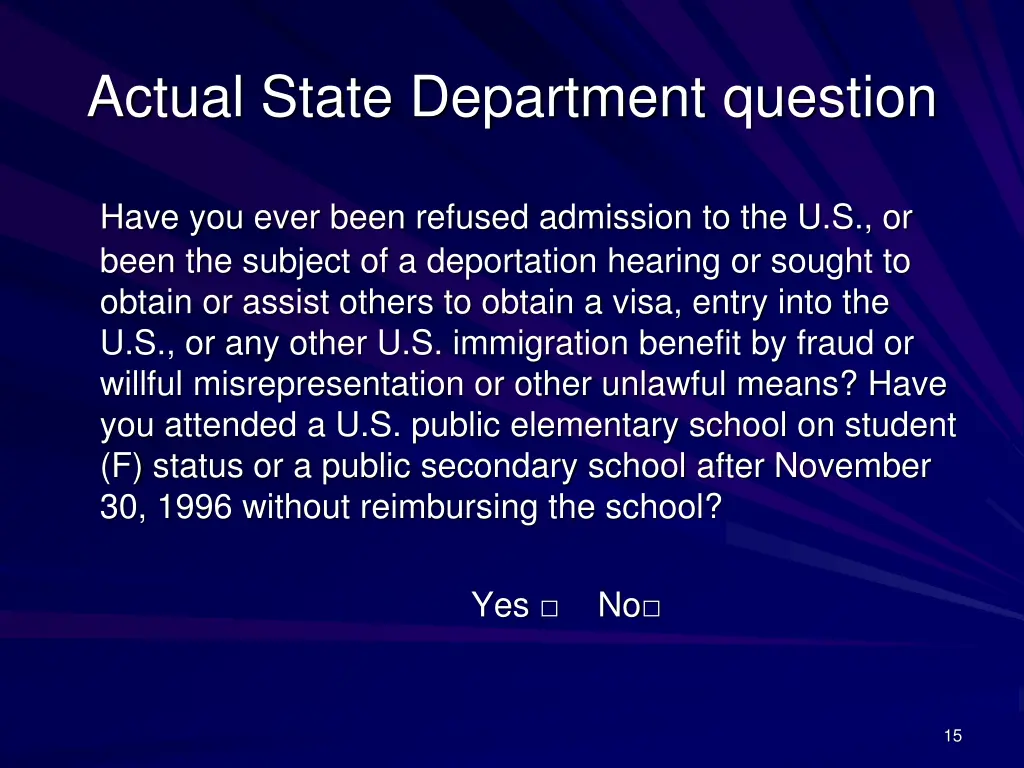 actual state department question