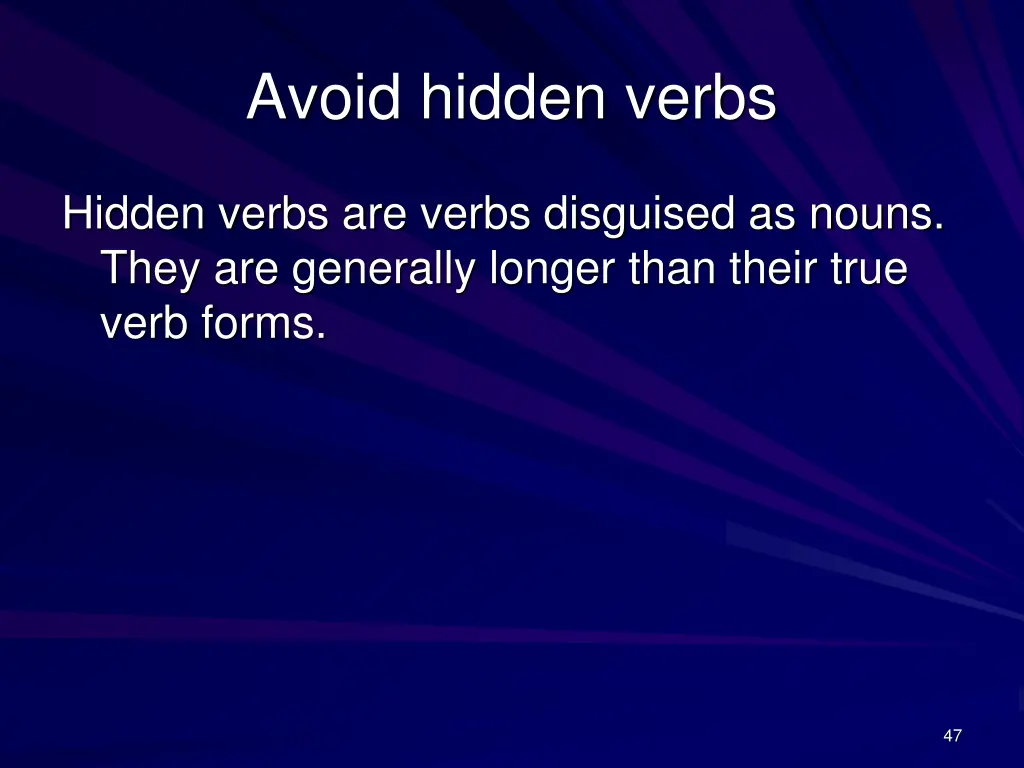 avoid hidden verbs