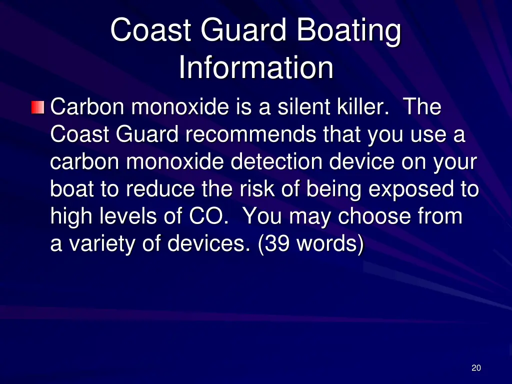 coast guard boating information carbon monoxide