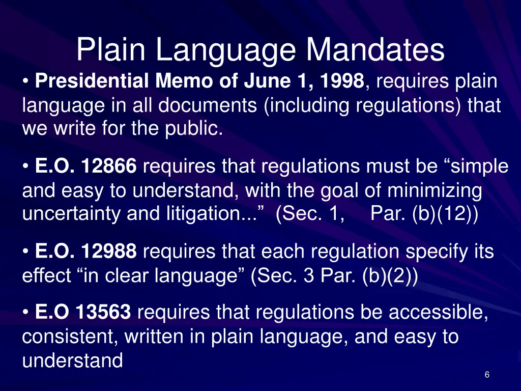 plain language mandates