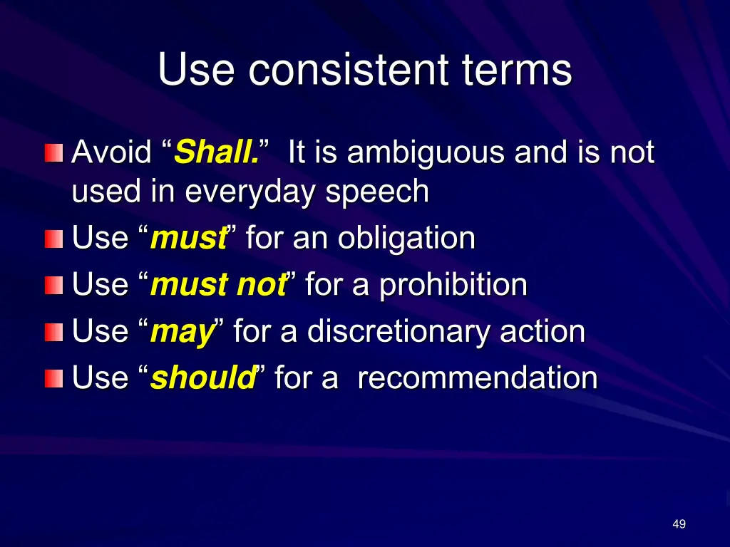 use consistent terms