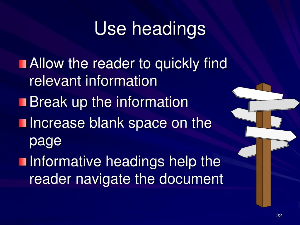 use headings