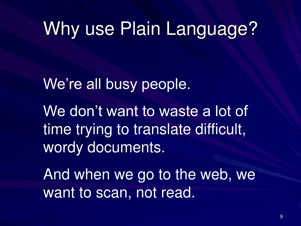 why use plain language