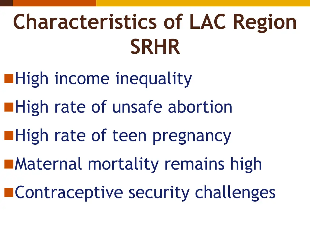 characteristics of lac region srhr