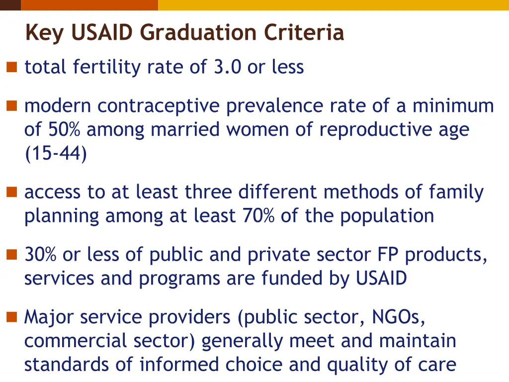 key usaid graduation criteria