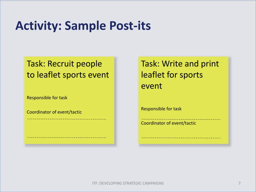 activity sample post its