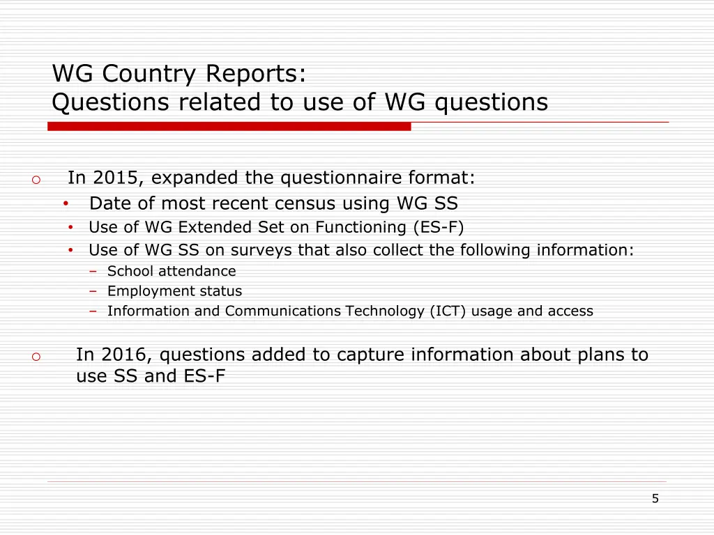 wg country reports questions related 1