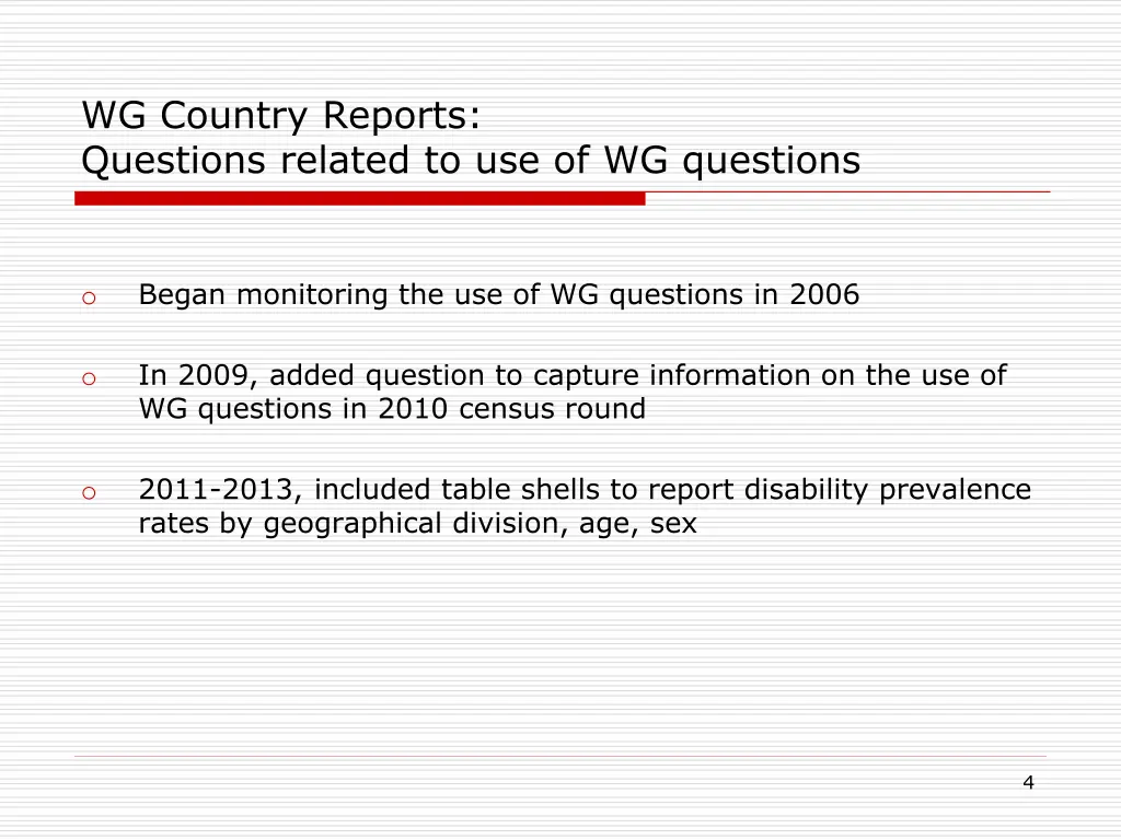 wg country reports questions related