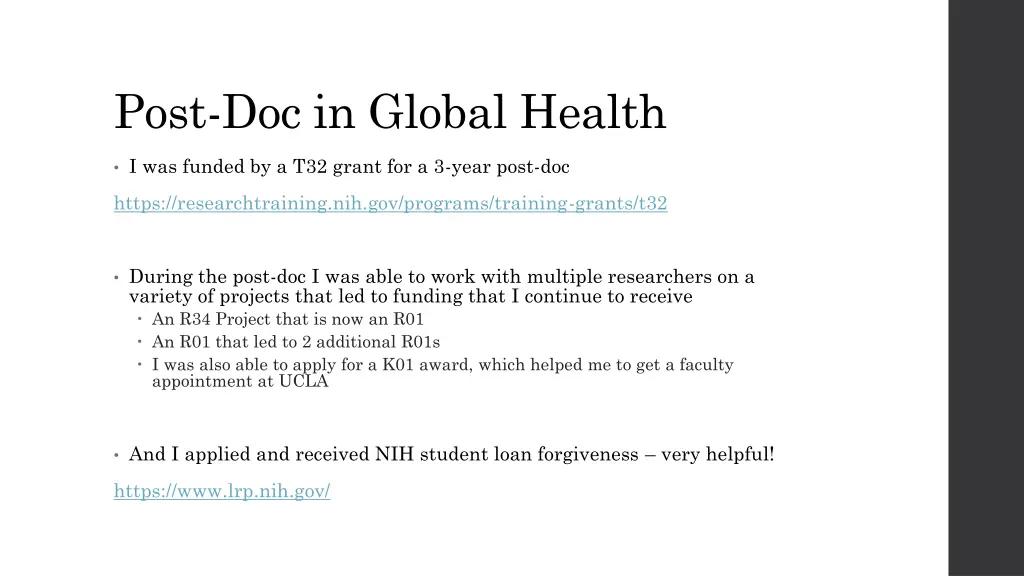 post doc in global health