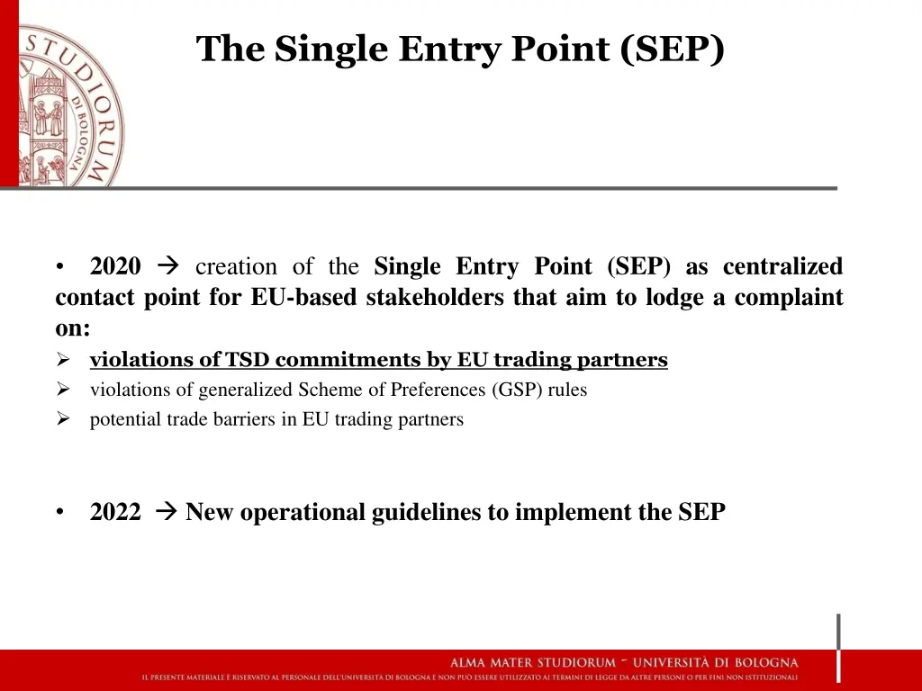 the single entry point sep