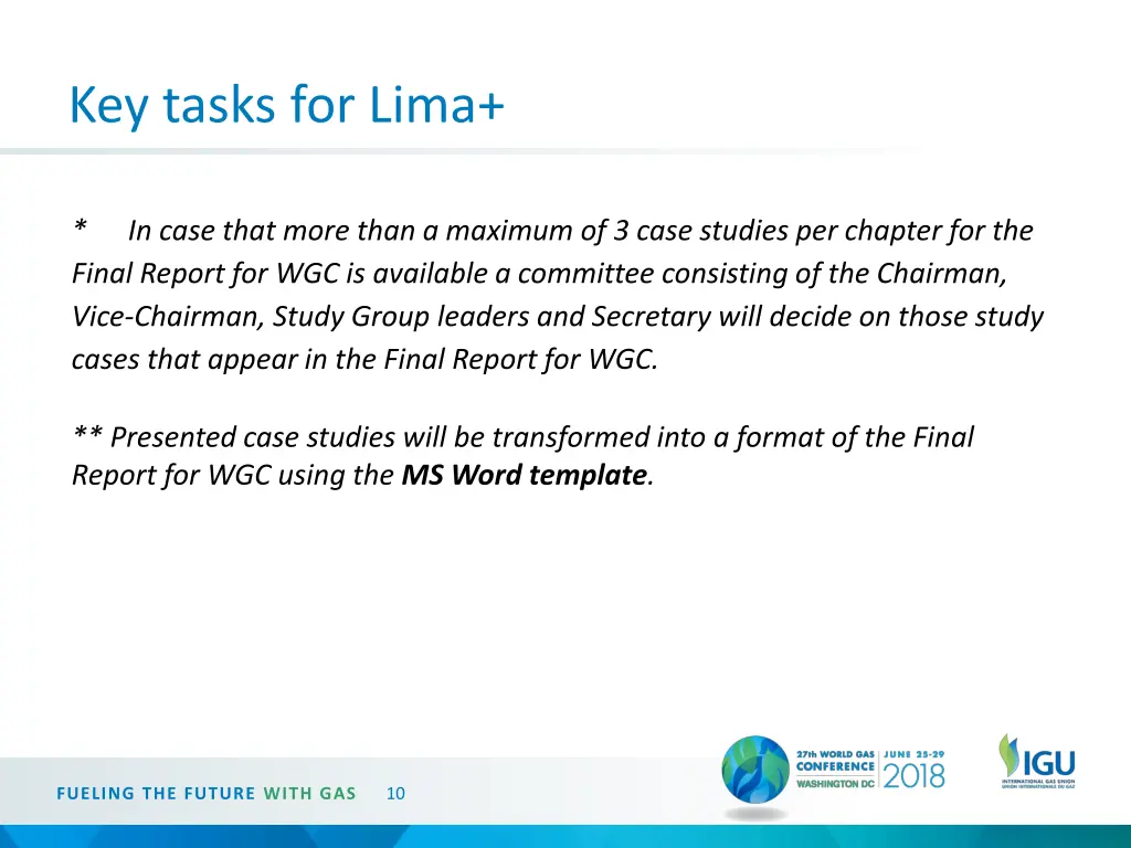 key tasks for lima 1