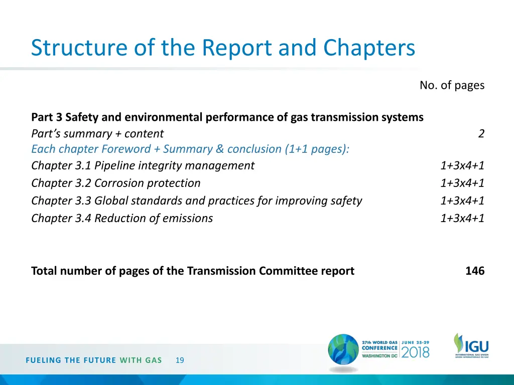 structure of the report and chapters 1