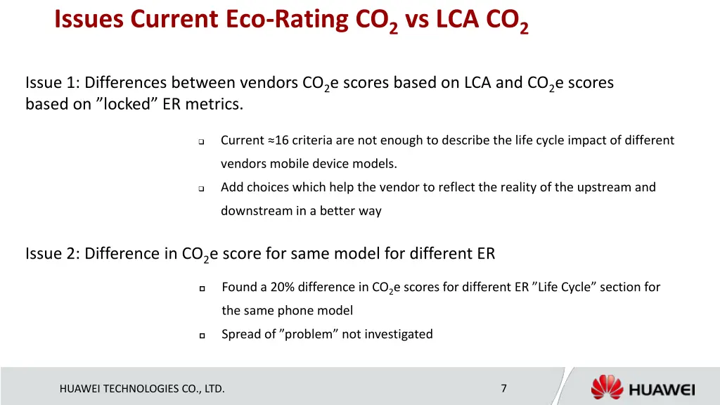 issues current eco rating co 2 vs lca co 2