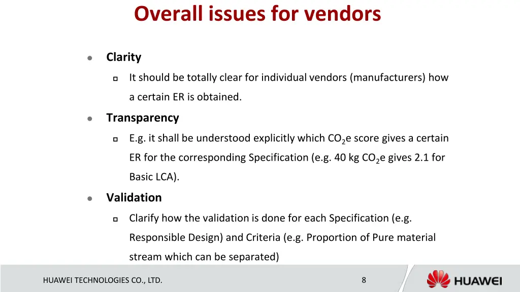 overall issues for vendors