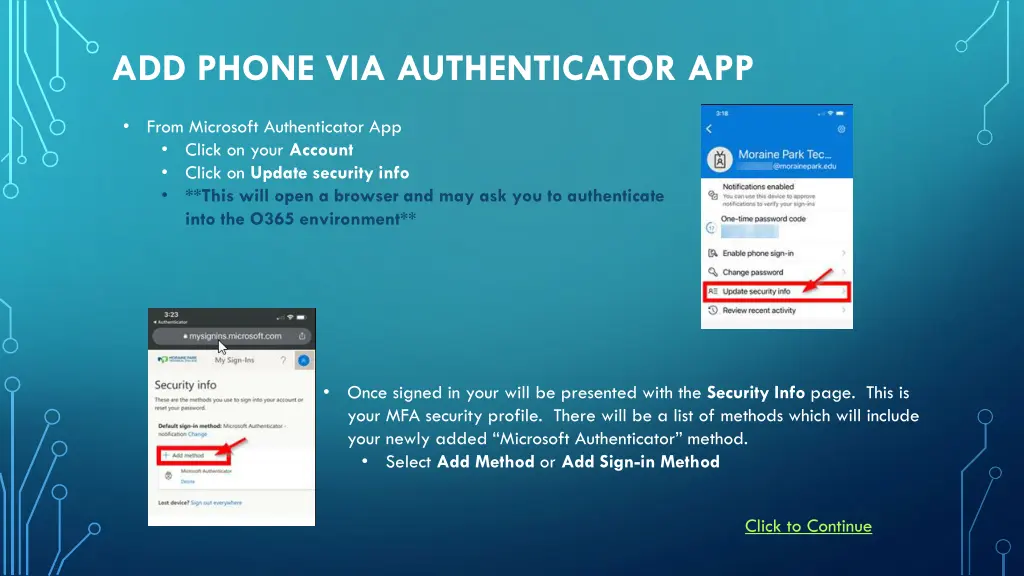 add phone via authenticator app