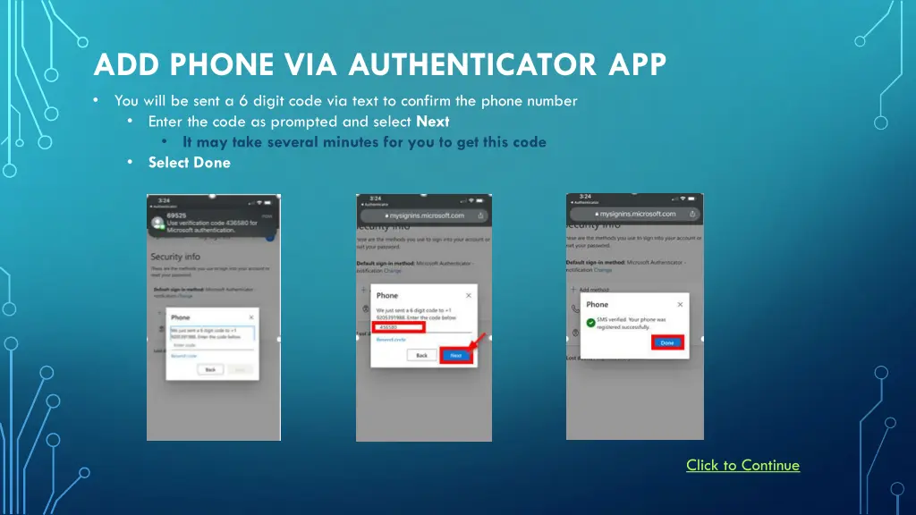 add phone via authenticator app you will be sent