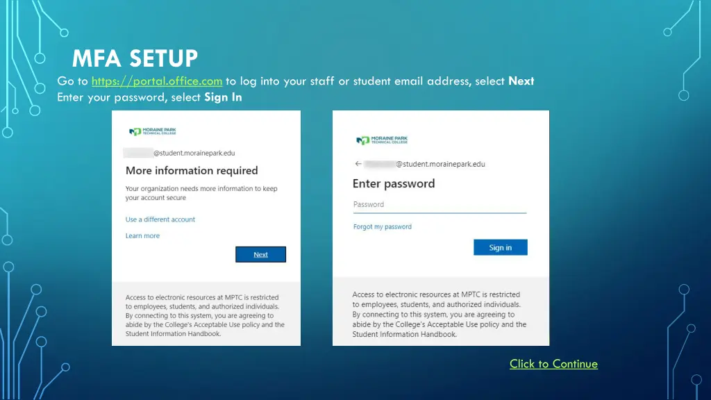 mfa setup go to https portal office