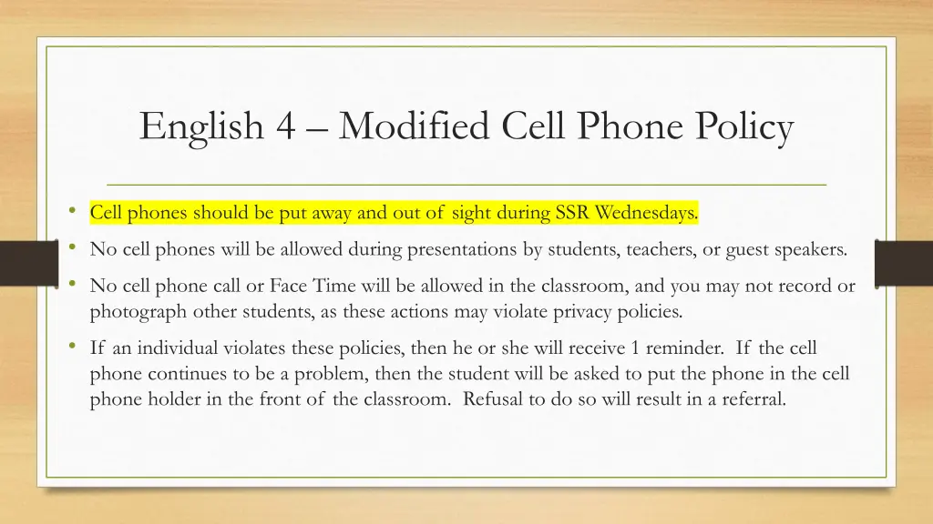 english 4 modified cell phone policy 1