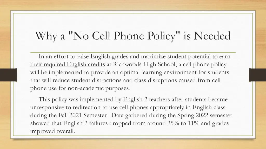 why a no cell phone policy is needed