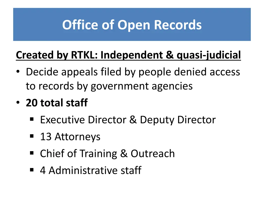 office of open records