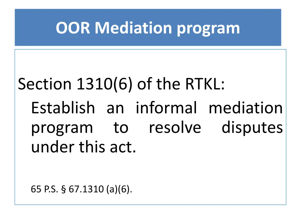 oor mediation program