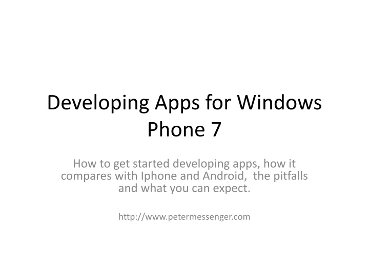 developing apps for windows phone 7