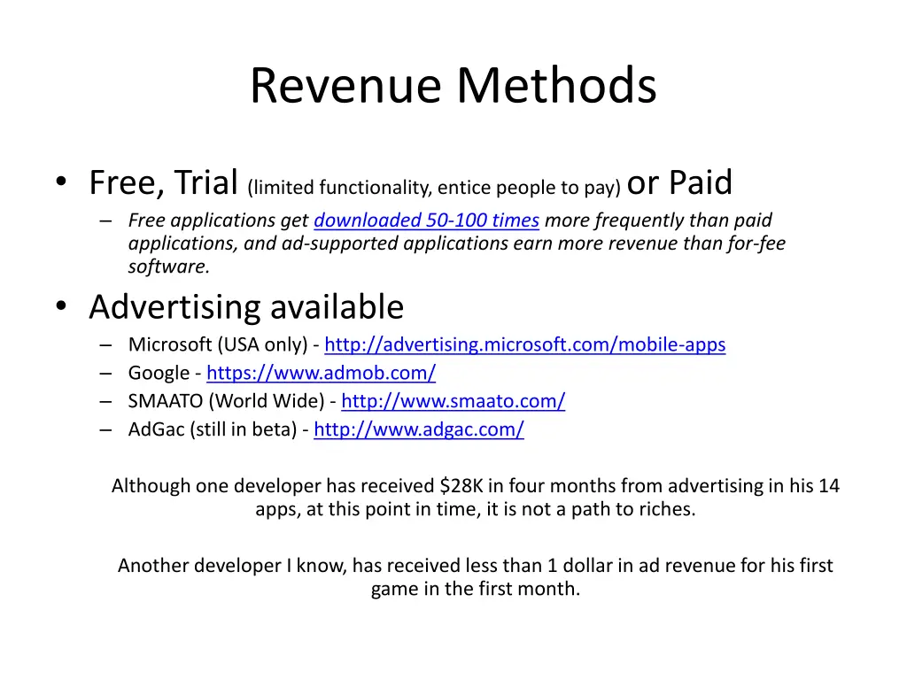 revenue methods