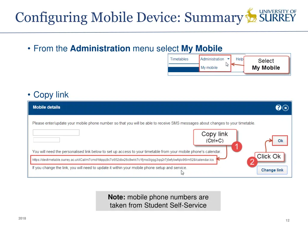 configuring mobile device summary